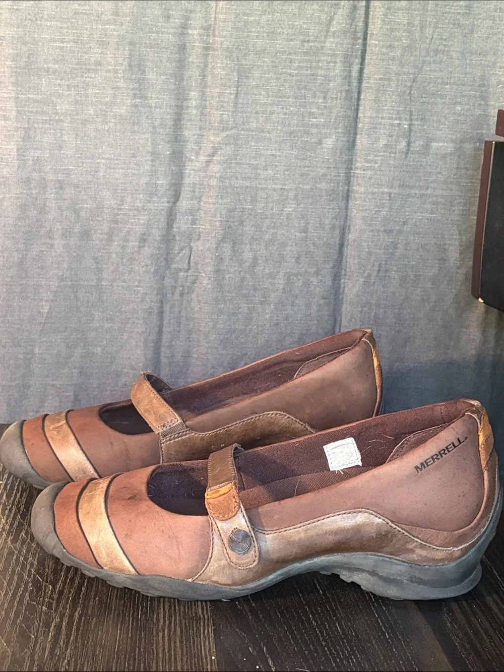 Merrell Brown Mary Jane Casual Flats with Tan Accents